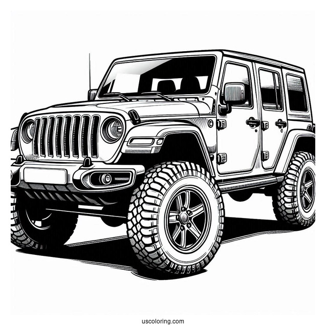 Detailed Jeep 4X4 Coloring Page