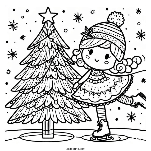 Dancing Christmas Tree Coloring Sheet