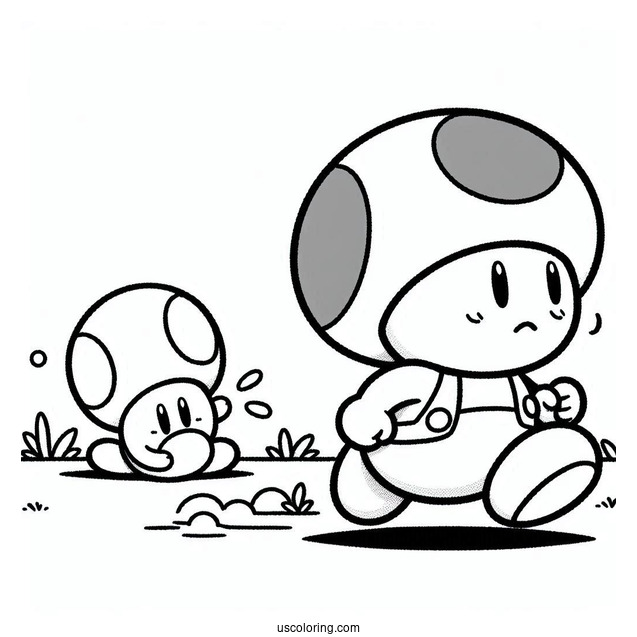 Shy Guy Coloring Page Running After Toad