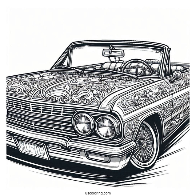 Lowrider Coloring Page Chevrolet Impala With Custom Paint