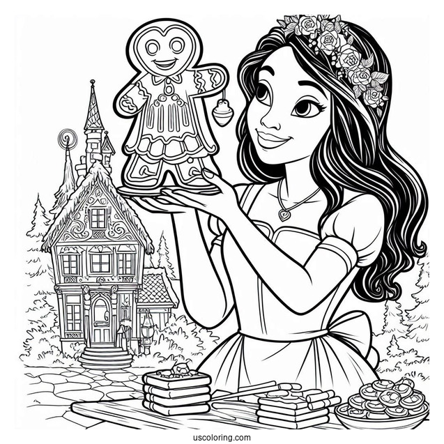 Tiana Holding Up Gingerbread House