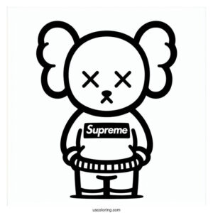 KAWS Coloring Page Companion In Supreme Sweater