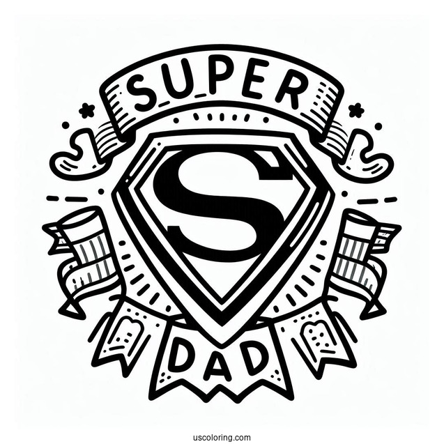 Super Dad In Shield Symbol Coloring Page For Kids