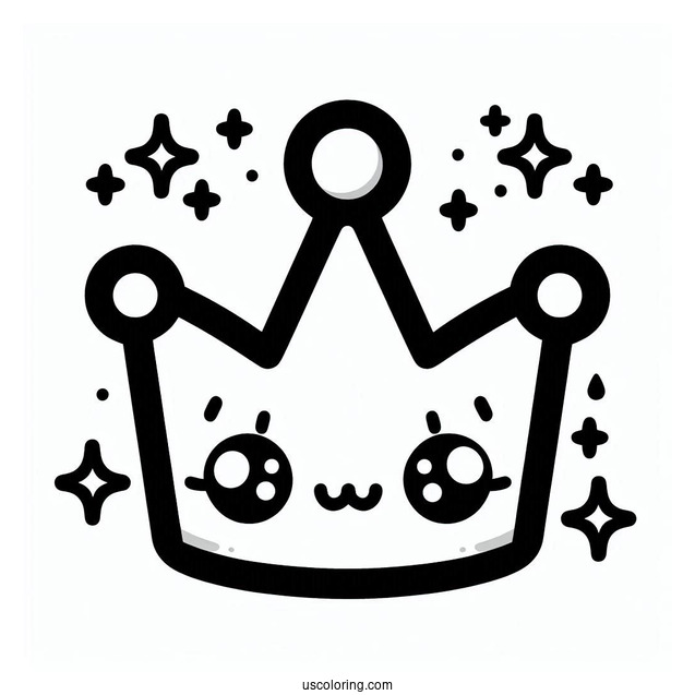 Kawaii Crown Coloring In