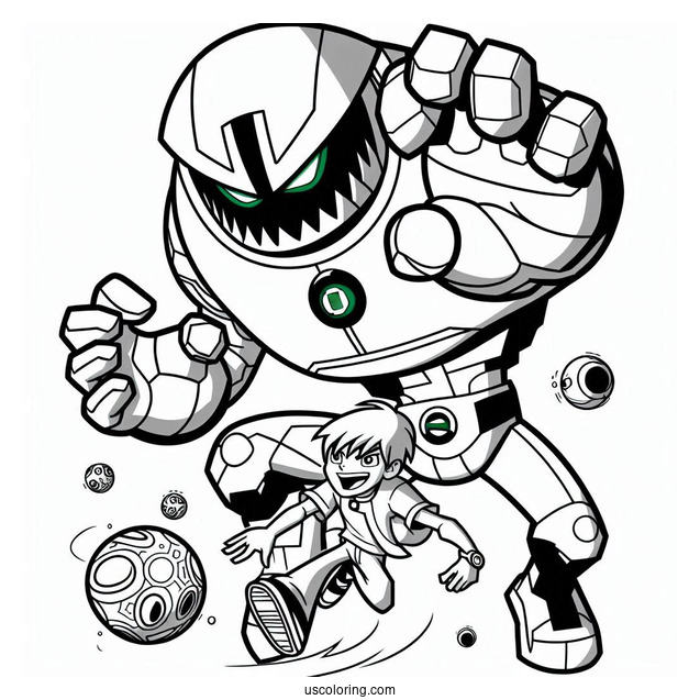 Ben 10 Coloring Page Of Gravattack With Ballweevil