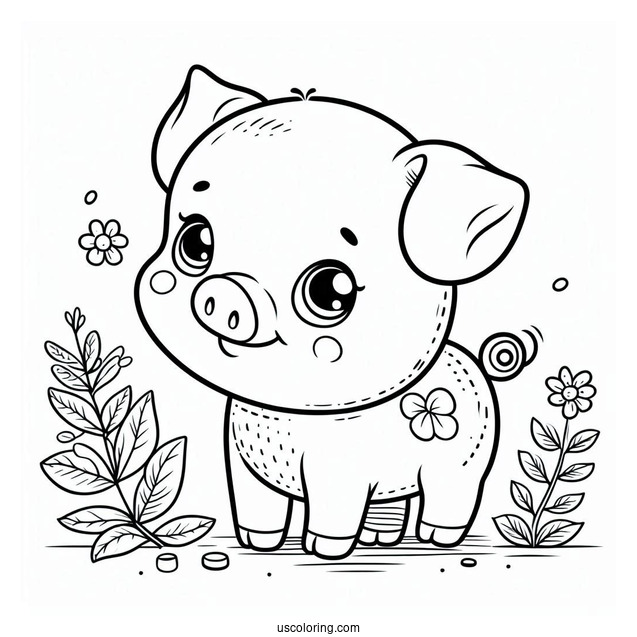 Simple Cartoon Pig To Color For Preschoolers