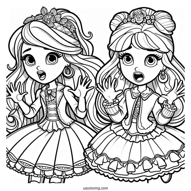 Polly Pocket Coloring Page Of Shani Smith And Lila Draper Acting Scary