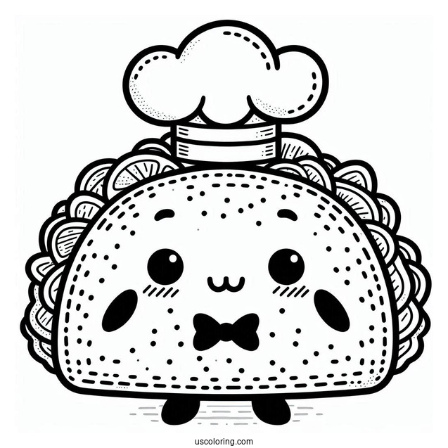 Taco Wearing a Chef s Hat Coloring Page