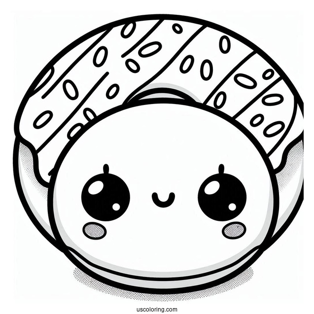 Kawaii Smiling Donut Coloring Sheet