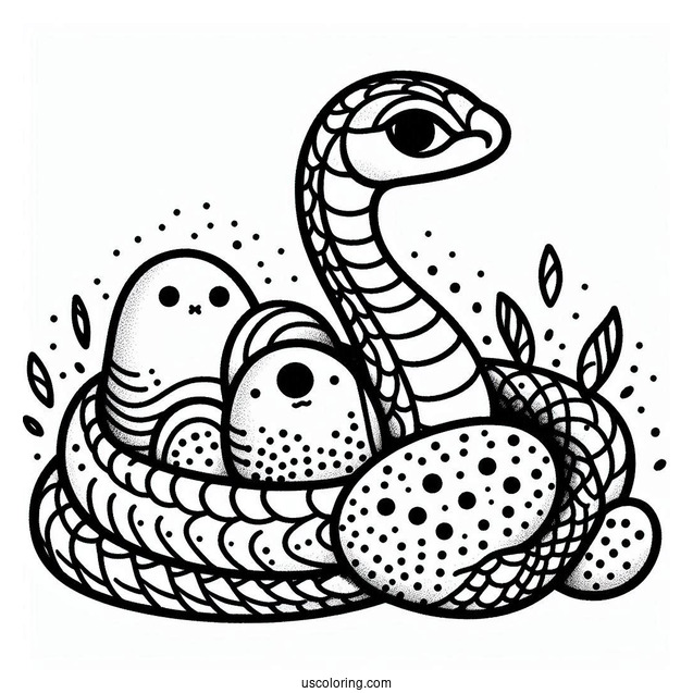 Mother Snake Protecting Eggs