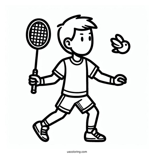 Easy Man Playing Badminton Olympics Coloring Page For Kids