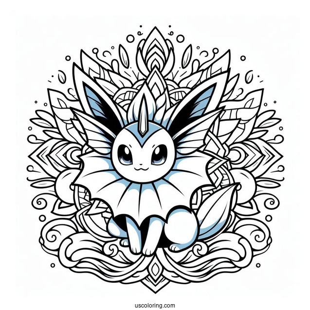Vaporeon Mandala Coloring Page For Kids