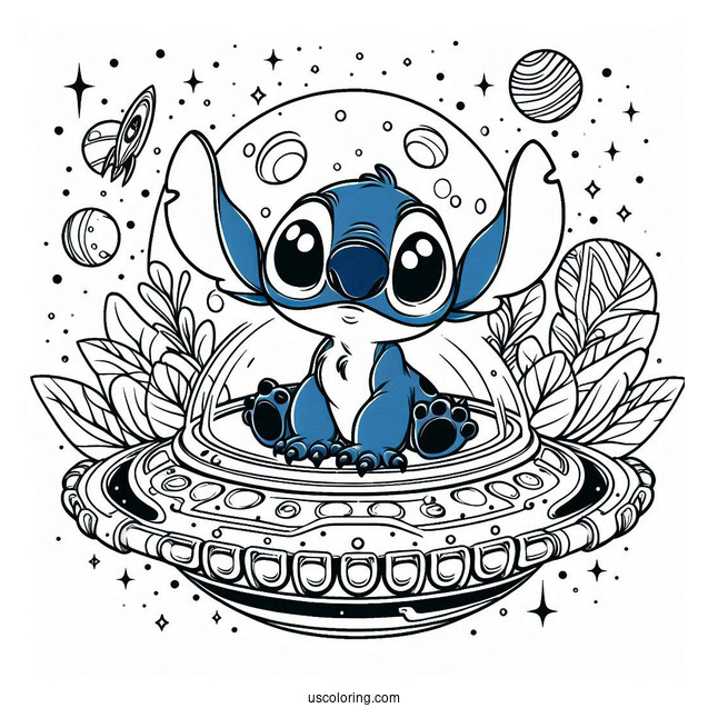 Stitch In Alien Space Ship To Color