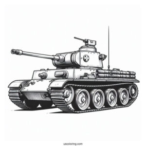 Old Military Tank Coloring Sheet for Young Kids