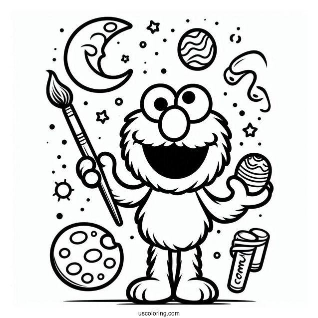 Easy Outline Of Elmo To Color For Preschoolers