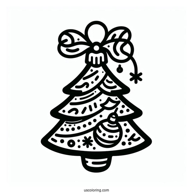 Cartoon Tree Ornament Christmas Ornaments Coloring Page