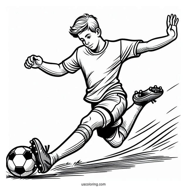 Soccer Player Doing a Slide Tackle
