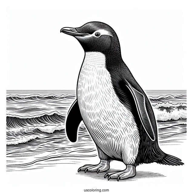 Detailed Fiordland Penguin Coloring Page