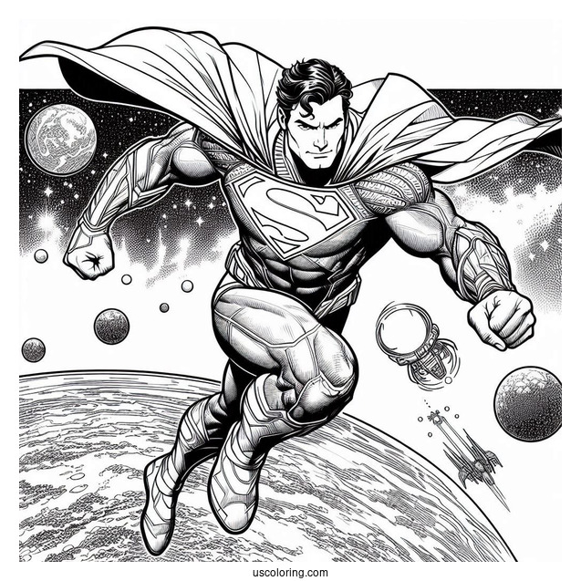 Justice League Coloring Page Of Superman In Space Coloring Sheet