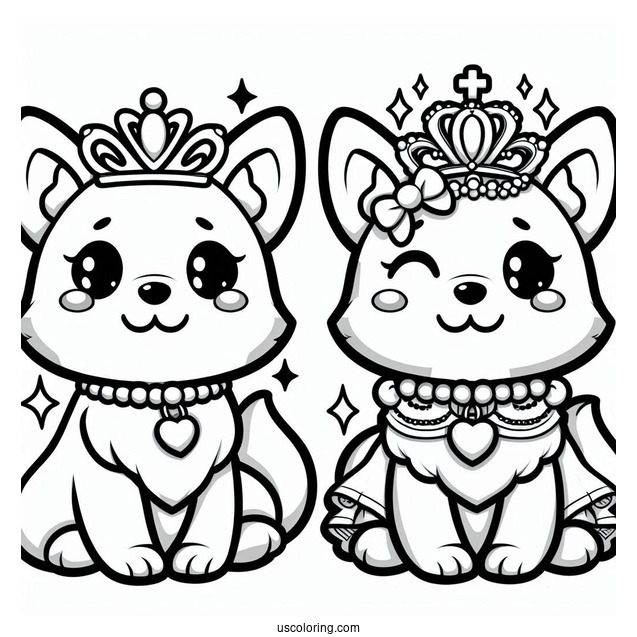 Kawaii Queen_s Corgi Coloring Sheet