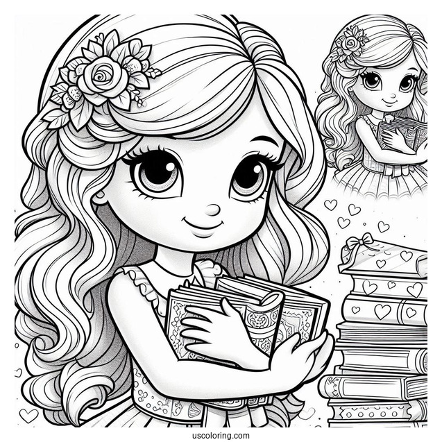 Polly Pocket Coloring Page Of Lila Draper Holding Books