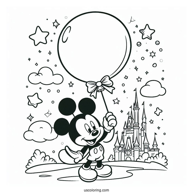 Mickey Mouse Balloon Coloring Page