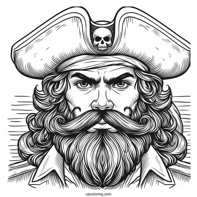 Serious Pirate Coloring Page With Long Beard And Mustache