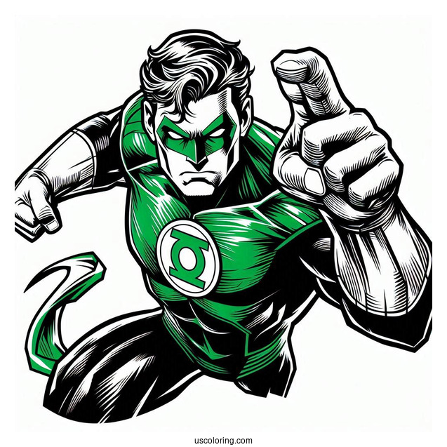 Green Lantern Fighting Coloring Page