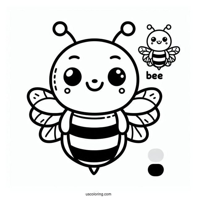 Easy Smiling Bee Coloring Page Outline For Kids