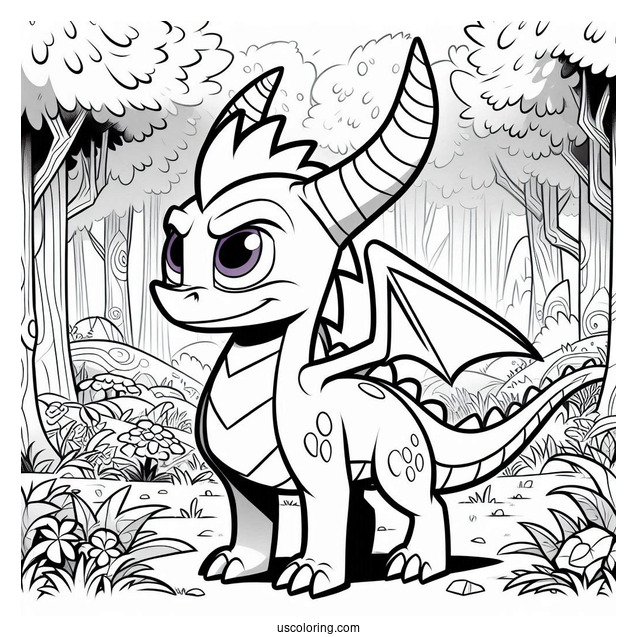 Sypro Coloring Page Serious Cynder Standing In The Forest