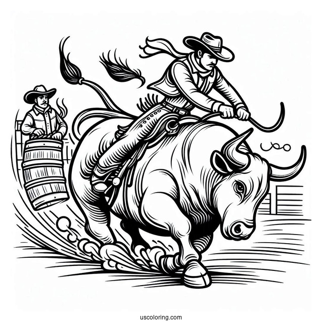 Coloring Sheet Of Bull Riding For Kids