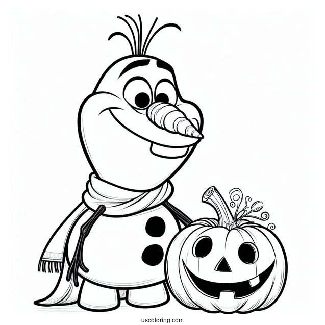 Olaf Halloween Theme With Pumpkin Head To Color
