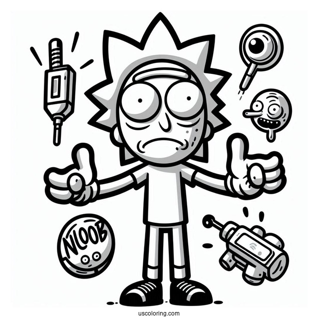 Rick and Morty Coloring Page Of Fun Noob Noob from Rick and Morty For Kids