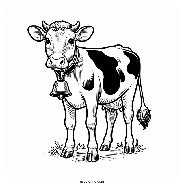 Jersey Cow With Bell Coloring Page