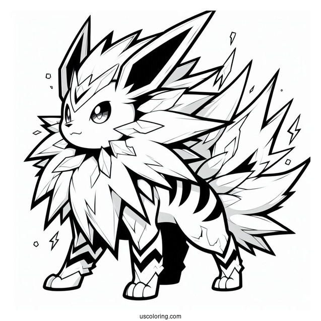 Jolteon Coloring Page In Battle Mode
