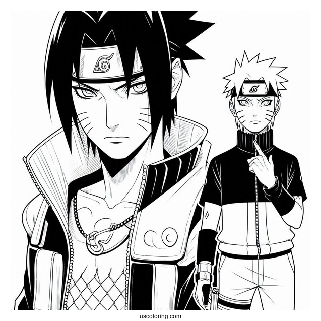 Easy Naruto And Sasuke Coloring Page For Kids