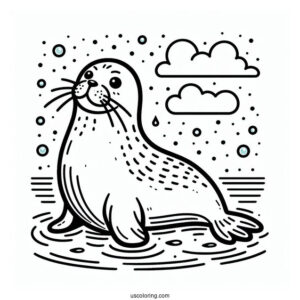 Easy Seal Coloring Page Outline