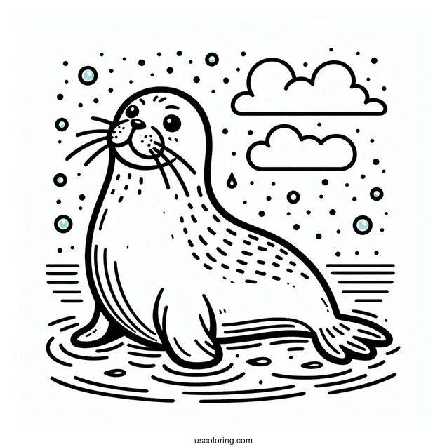Easy Seal Coloring Page Outline