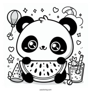 Kawaii Themed Panda With Watermelon