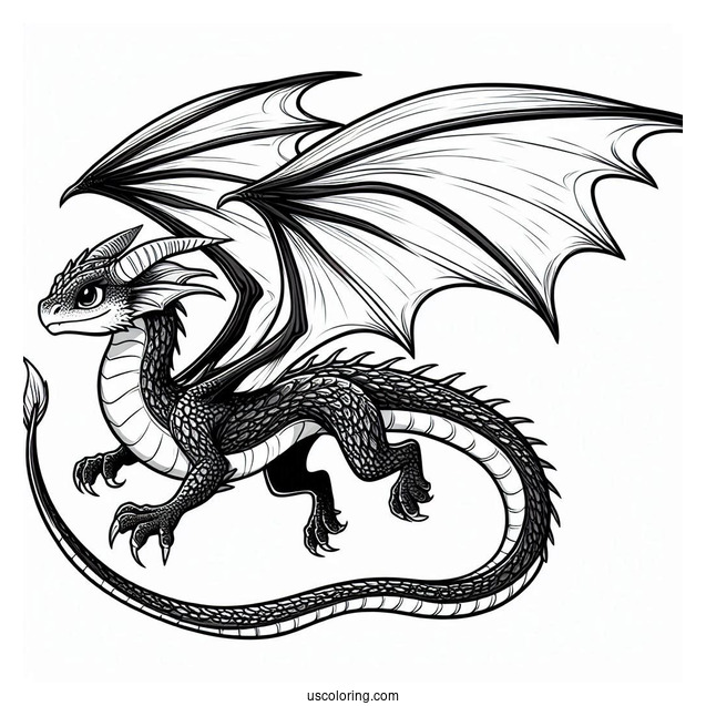 Night Fury With Long Tail And Wings Out