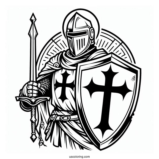 Outline Of Crusader Knight_s Shield