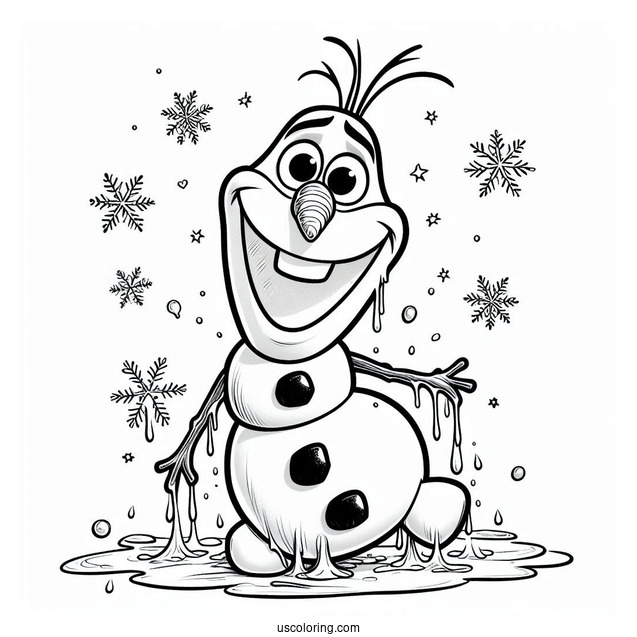 Melting Olaf Coloring Page