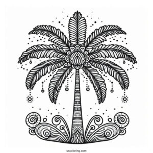 Palm Tree Pattern Coloring Page