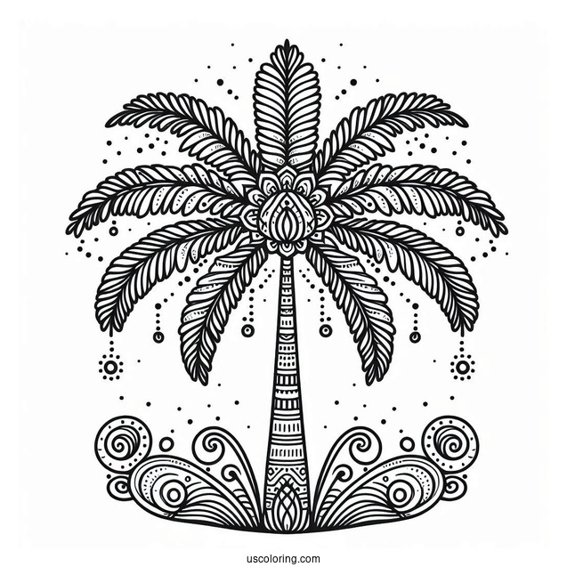 Palm Tree Pattern Coloring Page