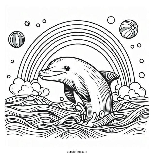 Dolphin Poking Out Of Waves To Color