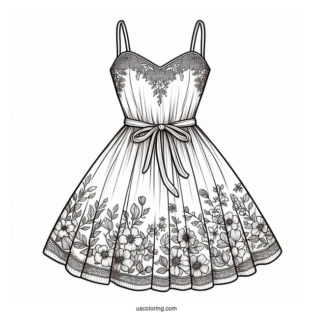 Realistic Floral Summer Dress Coloring Page