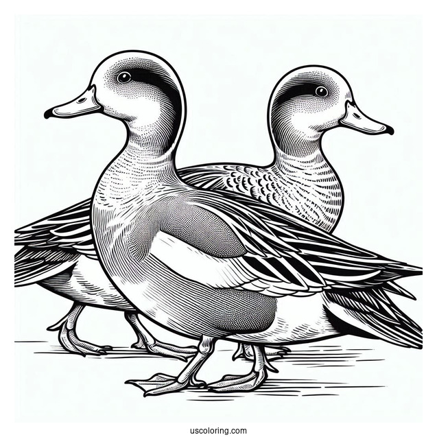 Two American Wigeon Ducks