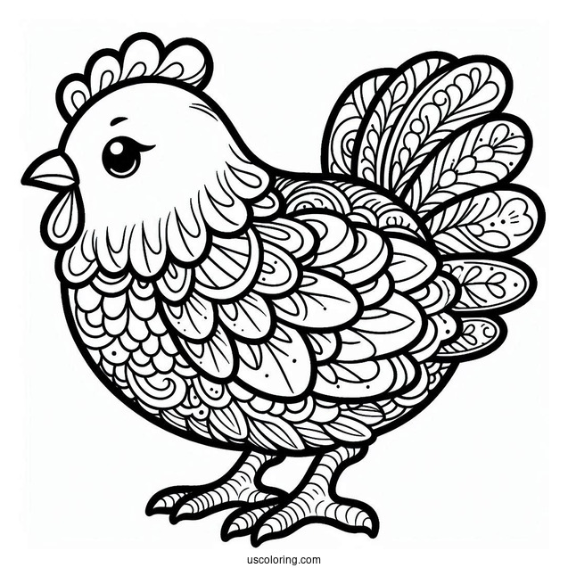 Detailed Chicken Coloring Page