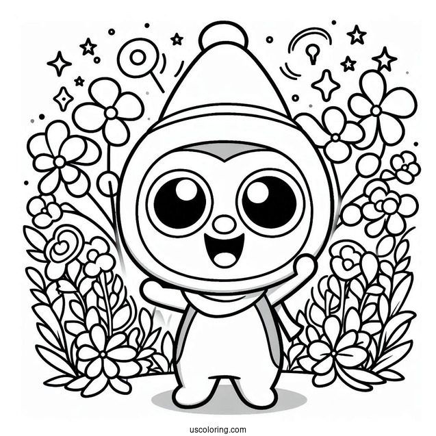 Simple Outline Of Pororo Coloring Page Cheering