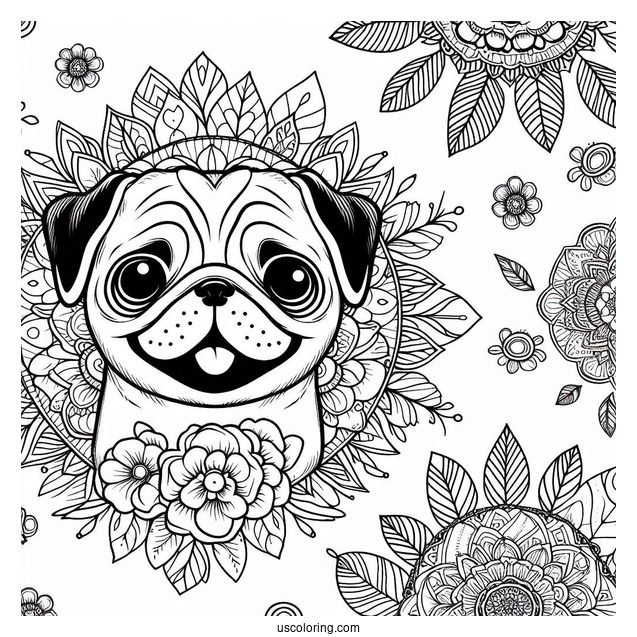 Pug Mandala Coloring Sheet
